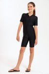 Senza Kids One-piece Short Sleeve Bodysuit Swimsuit With Zipper Front