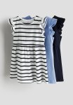 3-PACK Jersey Dresses - White & Blue