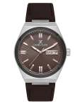 Men's Round Quartz Watch With Dark Brown Dial