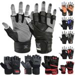 Mrx Weight Lifting Pro Level Gloves With 18 Inches Long Wrist Strap Gym Workout Exercise & Fitness Black Grey Xlarge