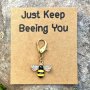 1/2pcs Positive Keychain For Men - Inspirational Gift With Bee Accessory And Sunflower Pendant - Perfect For Room Decoration
