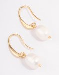Goldair Gold Plated Freshwater Pearl Medium Hook Drop Earrings
