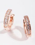Real Rose Gold Plated Sterling Silver Cubic Zirconia Huggie Earrings