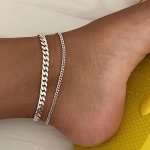 1PCS Curb Ankle Bracelet Layered Cable Chain Anklet Bracelet Silvery Golden Thick Chain Anklet Foot Chain Punk Layered Chain Ank