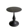 Designer Round Marble Top Table - Modern Black Finish Accent Piece