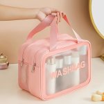 1PC Large Capacity Cosmetic Bag - Wet & Dry Separate Waterproof Transparent Pvc Wash Bag Perfect Portable Travel Toiletry Organi