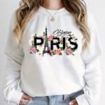 Paris Eiffel Tower Floral Iron-on Transfer Stickers For Clothing - Mixed Color Polyester Patches For T-shirts Jackets Jeans - Wa