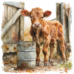 Stretched Canvas Baby Cow