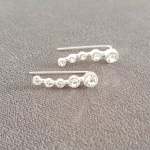 Jewel 925 Sterling Silver Cz Ear Pin Cuff Earrings