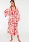 Floral Patterned Kimono Kaftan - Red