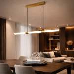 Golden Linear LED Modern Pendant Light 120CM Tube Bar Suspension