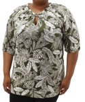 Ladies Printed Peasant Ladder Top - 60 Olve wht