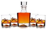Whiskey Decanter Glasses Gift Set - 4 Whiskey Glasses - Airtight Stopper For Wine Bourbon Brandy Juice Water - Decanter Sets For