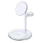 Choetech Fast Wireless 3 In 1 Magnet Charging Stand T585-F 15W - White & Silver