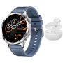 Blue Sports Smartwatch & Wireless Earbuds Combo Fitness & Music Tracker