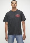 Biker Rock Graphic Loose Tee - Mid Back In Black