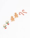 Goldair Gold Reindeer & Gingerbread Man Earrings 3-PACK