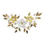 Flower & Leaf Design Wall Decoration Gold & White