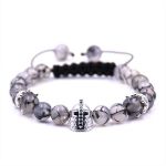 Chrystal Quartz With Crowns & Silver Knight Helmet Bracelet