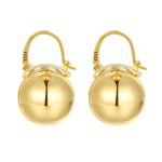 Owmell Elegant 925 Sterling Silver Pearl Drop Earrings Dangle Stud Gold Plated Earrings For Women Large Size 12MM - Gold Plated