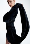 Studio: Draped-panel Shoulder-pad Dress - Black