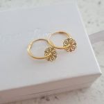 Salma Gold Gold Plated 925 Sterling Silver Round Hoop Dangle Earrings