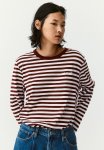 Cotton Jersey Top - Burgundy Striped