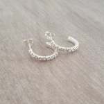 Claira 925 Sterling Silver Half Hoop Crystal Earrings Size: 2X13MM