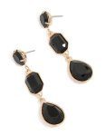 Goldair Gold Multi-shaped Black Diamantes Drop Earrings