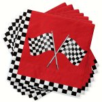 24PCS Red Theme Party Napkins Black And White Checkered Pattern Theme Party Decoration Supplies Party Decor Party Supplies Holid