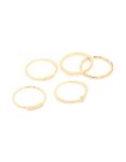 Goldair Gold Plated Cubic Zirconia Bezel Set Flower & Molten Rings 5-PACK - M l