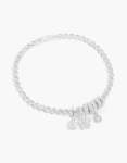 Silver Plated Tennis Bezel Heart & Flower Bracelet