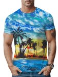 Hawaii Scenery 3D Print T-Shirt For Men Casual Creative Short Sleeve Top Men's Clothing For Summer Street Wear Vacation