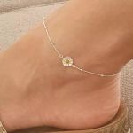 Summer-ann 925 Sterling Silver Flower Ankle Chain Size 20.8CM Adjustable