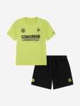 Converse Booys Multi Hit Gfx Short Set In Black And Lime Green - Black And Lime Green 4