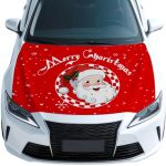 Christmas Santa Claus Flag Car Hood Cover 4X5 Feet Flag Car Bonnet Banner Universal Fit Elastic Polyester Stretchable Patriotic