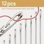 12pcs Easy Thread Hand Sewing Needles Set - Durable Assorted Sizes For DIY & Crafts