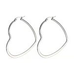 Stainless Steel Heart Hoop Earrings For Women Hypoallergenic Gold Silver Black Plated Large Simple Hollow Love Shape Metal Wire