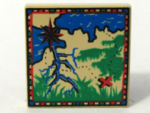Parts Tile 2 X 2 With Groove With Map With Blue Water Tan Land Red Letter X Compass Rose Pattern 3068BPX24