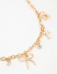 Goldair Gold Bow & Cross Charm Necklace