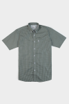Slim Fit Gingham Check Short Sleeve Shirt - Bottle Green - 3XL Bottle Green