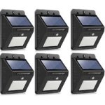. 25 LED Solar Powered LED Wall Light With Dim Mode + Pir +night Sensor Pack 6