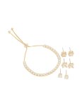 Goldair Gold Plated Cubic Zirconia Mixed Stud Earrings & Bracelet Set