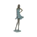 39CM Wind Blown Lady Ornament Blue & Gold
