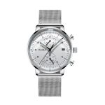 Men's Chronograph Watch Mesh Band Quartz Business Casual Silver