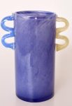 Purple Glass Vase Blue & Yellow Handles 25X20X12.5CM 25X20X