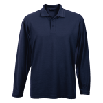 Mens 175G Pique Knit Long Sleeve Golfer 175-LONG Navy Sml