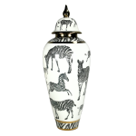 Ginger Jar White With Zebra Design 18X46CM
