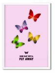 Decor Print Fly Away Butterflies - White Framed A3