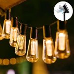 1PC 8-FUNCTIONAL Solar Retro Papaya Bulb Lamp 5.0METER 5M20LEDS Water Drop Fairy Lamp String For Courtyard Balcony Parasol Vario